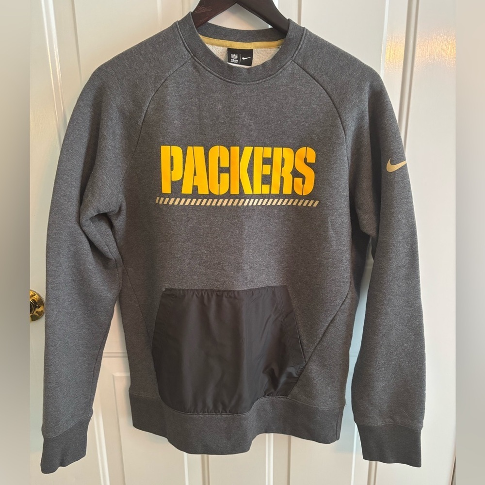 Nike Green Bay Packers Crewneck Sweatshirt Men’s Medium Gray NFL Pullover - Picture 4 of 10